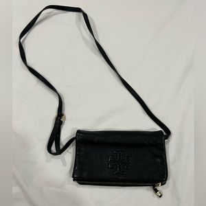 Black leather Tory Burch crossbody purse